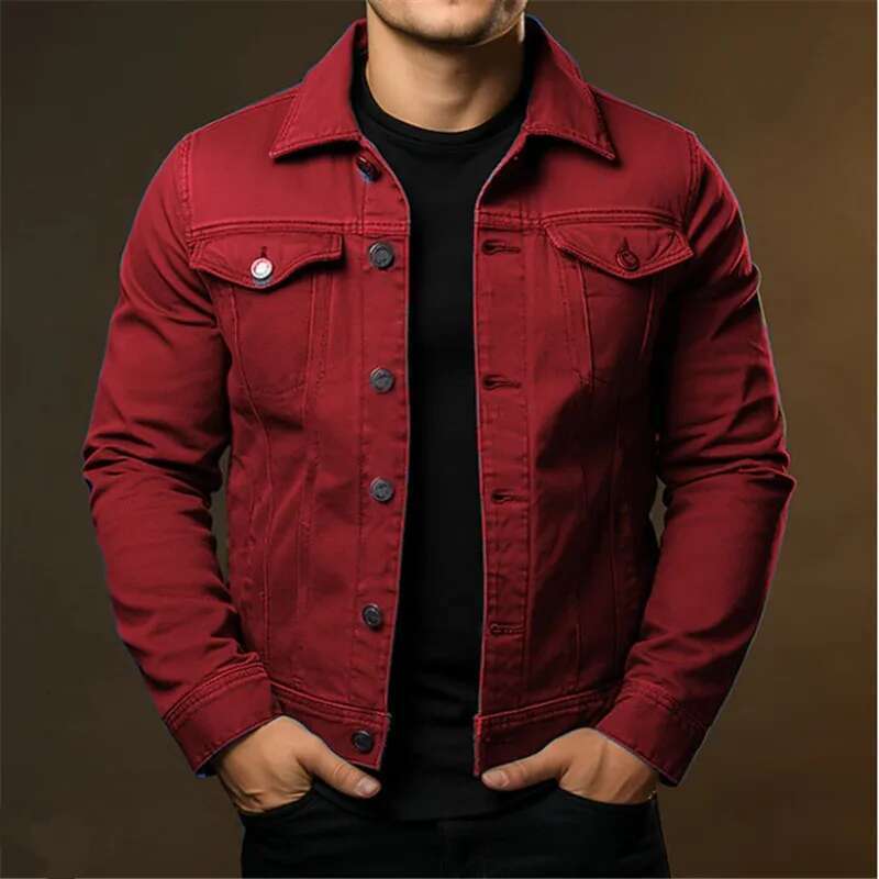 Men's Fashion Casual Jackets Spring Autumn Solid Turn Down Collar Streetwear Jean Outwear Coats Male Daily Denim Jacket Designer