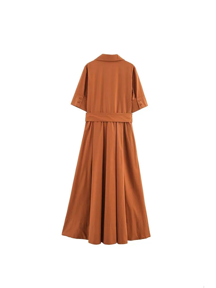 Women Summer Shirts Dresses Fashion Solid Sashes Bow Poplin Short Sleeve Female Elegant Street MIDI Clothing 250520