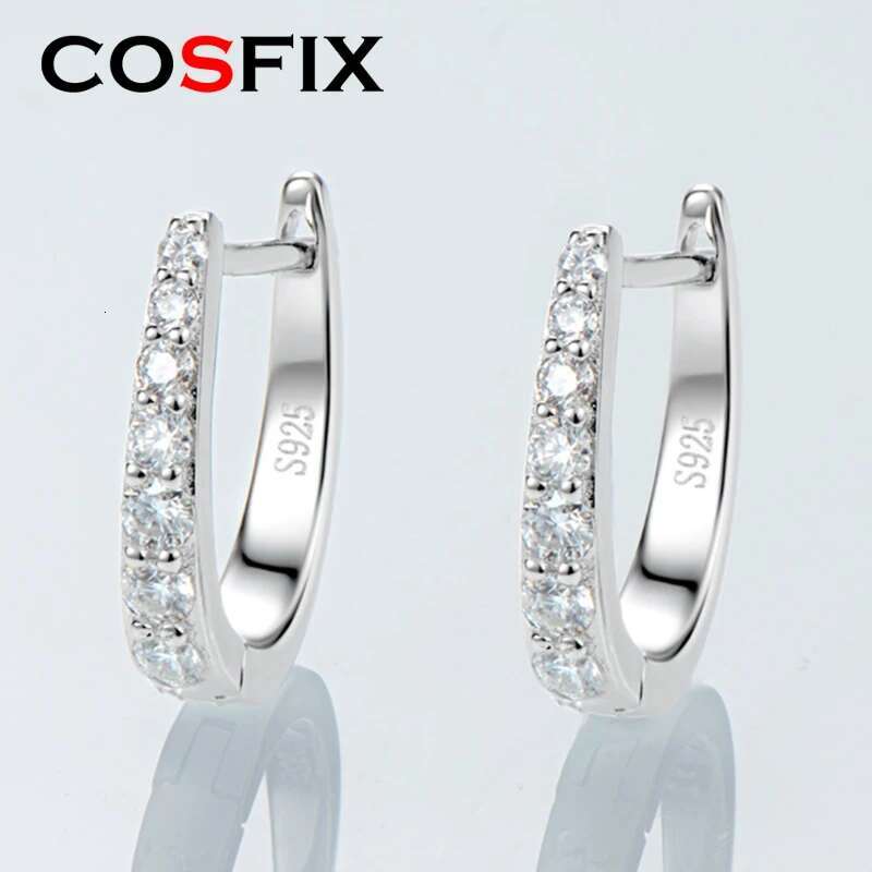 COSFIX Real D Color Moissanite Hoop Earrings 925 Sterling Silver Woman Fashion Jewelry 2022 Wedding Birthday Christmas Gift