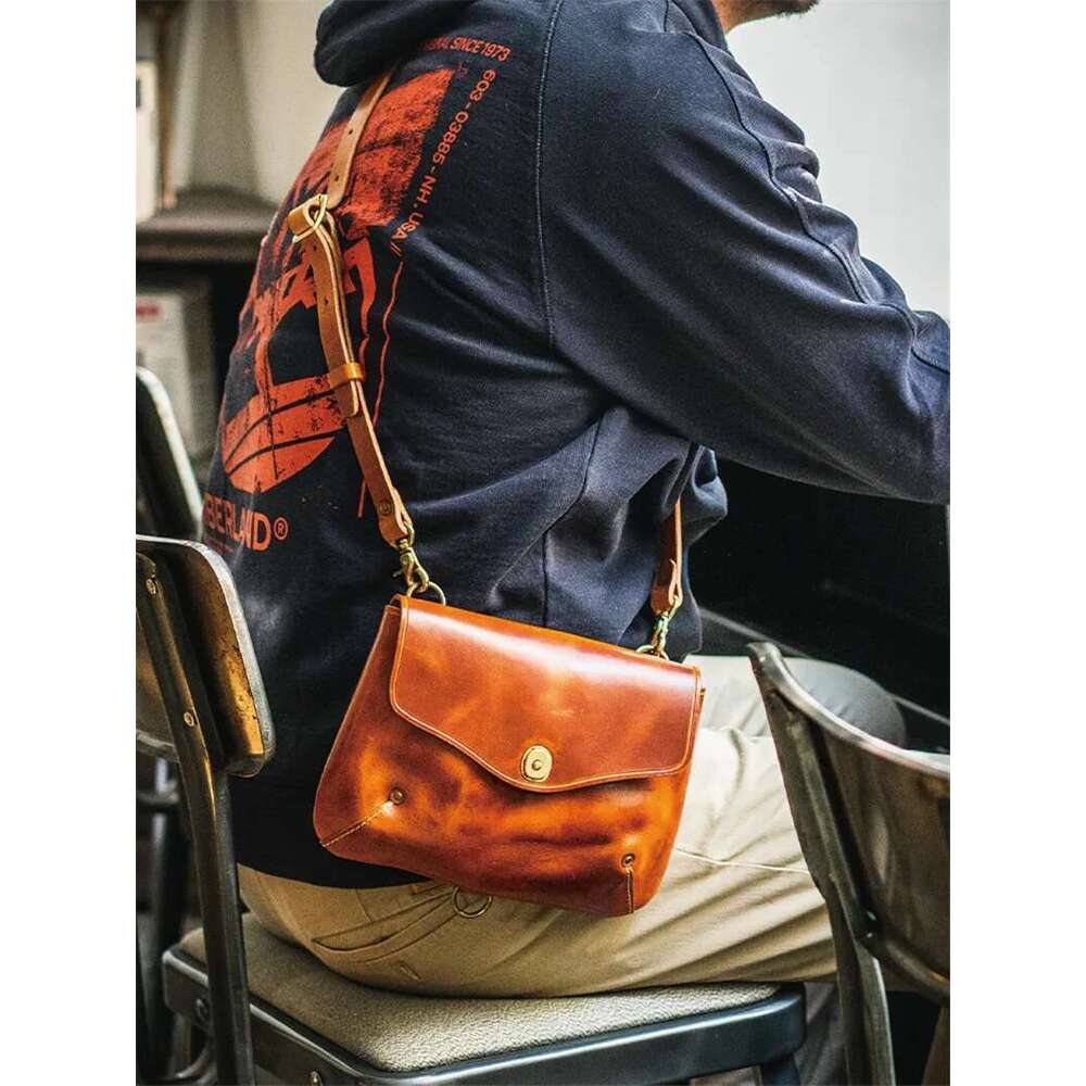 Fashion Daily Natural Genuine Leather Men's Messenger Outdoor Leisure Pure Real Cowhide Small Shoulder Bag Youth