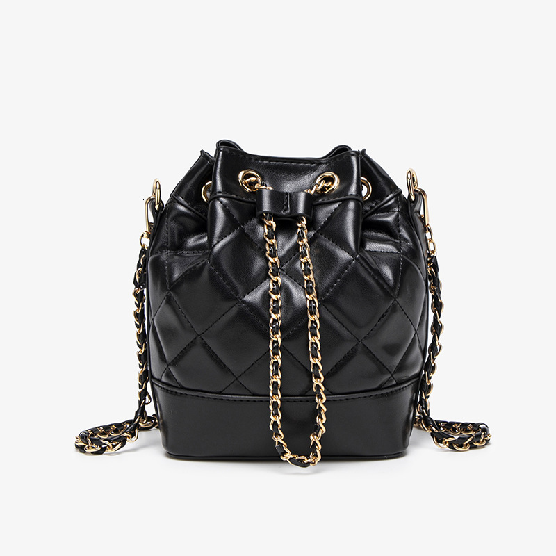 New backpack diamond grid chain diagonal cross Korean version light luxury fashion bucket shaped women's bag popular casual designer trendy cross