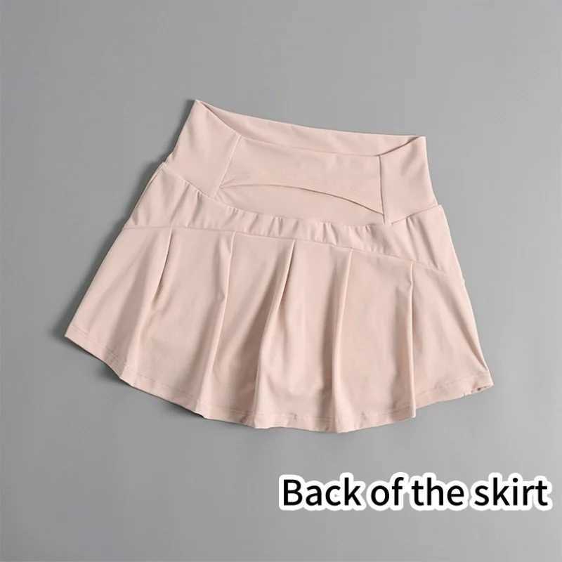 Womens Stretchy Slim-Fit Solid Color Sports Skirt With Pockets Perfect For Running Tennis And FitnessXJ250520