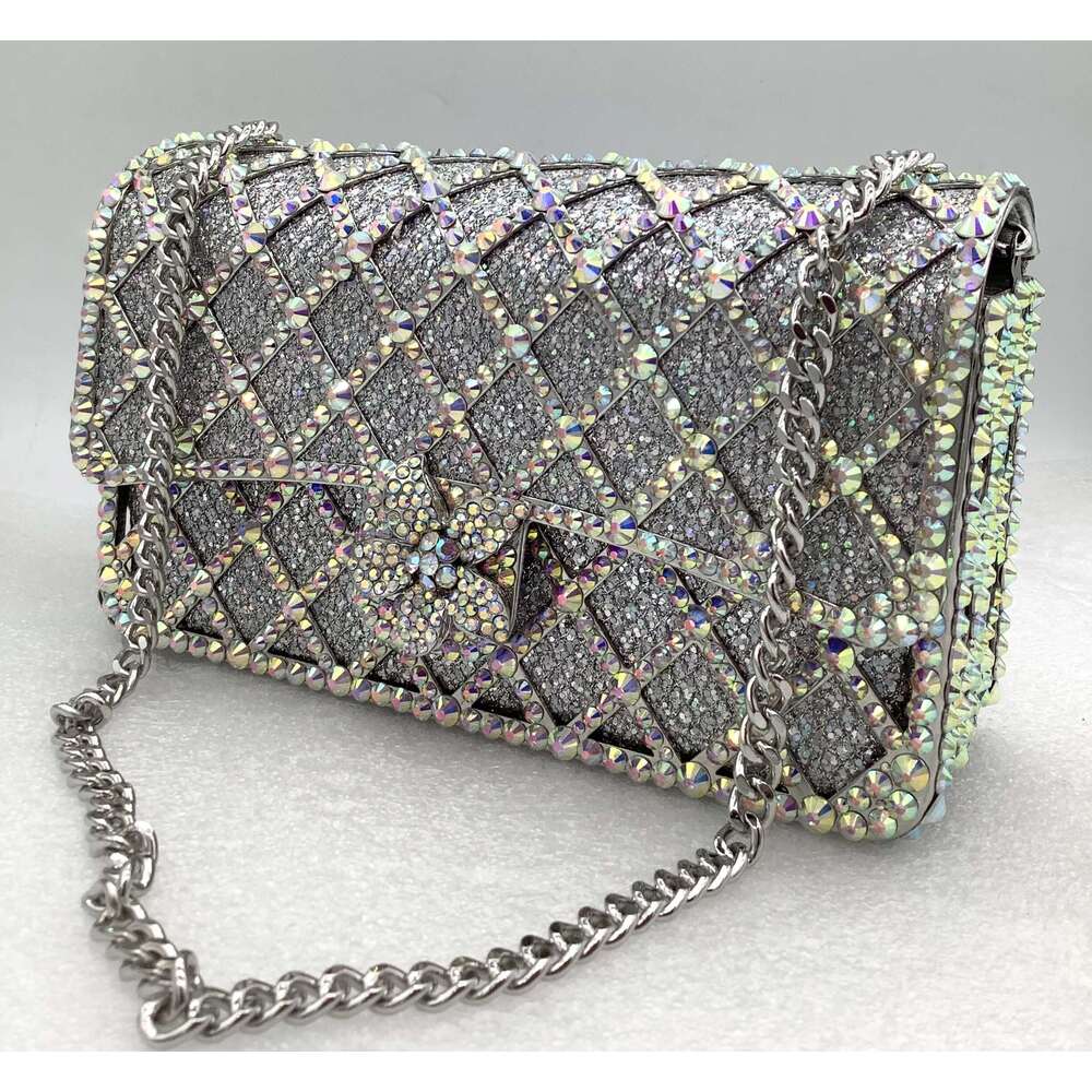 XIYUAN Women Orange/Blue/Sier/Green Jewels Long Chain Messenger Bags Party Dias Handbags Gems Shoulder Bag Wedding