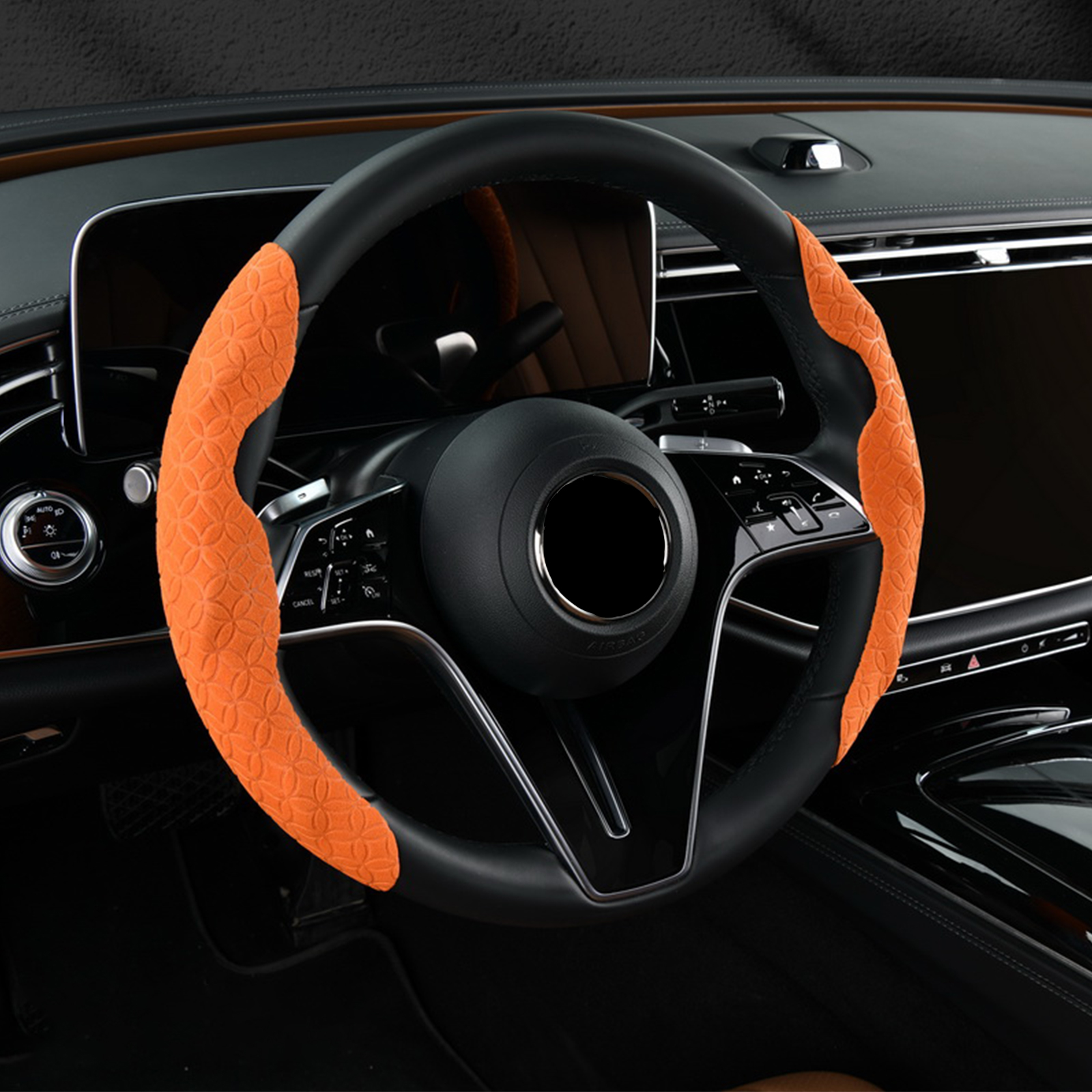 Lucky Coin Pattern Clip-On Steering Wheel Cover, Non-Slip Universal Car Steering Wheel Protector with Anti-Slip Grip, Decorative Chinese Style Auto Ac