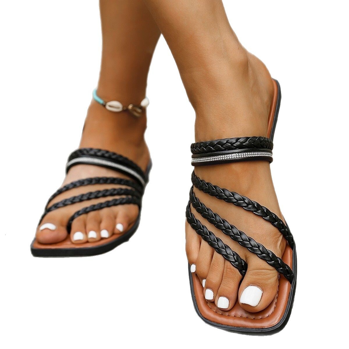 Large Size Lightweight Flat Slippers For Women Woven With Casual Shoes Beach Clip Toe Women S Cool Slippers Slippers Ddmysaturn