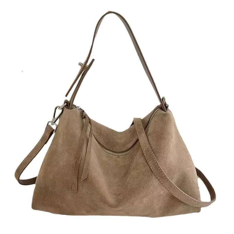 Genuine Fashion Autumn Winter Boston Tote Soft Matte Suede Cow Leather Women's Handbag Shoulder Crossbody Bag For Women