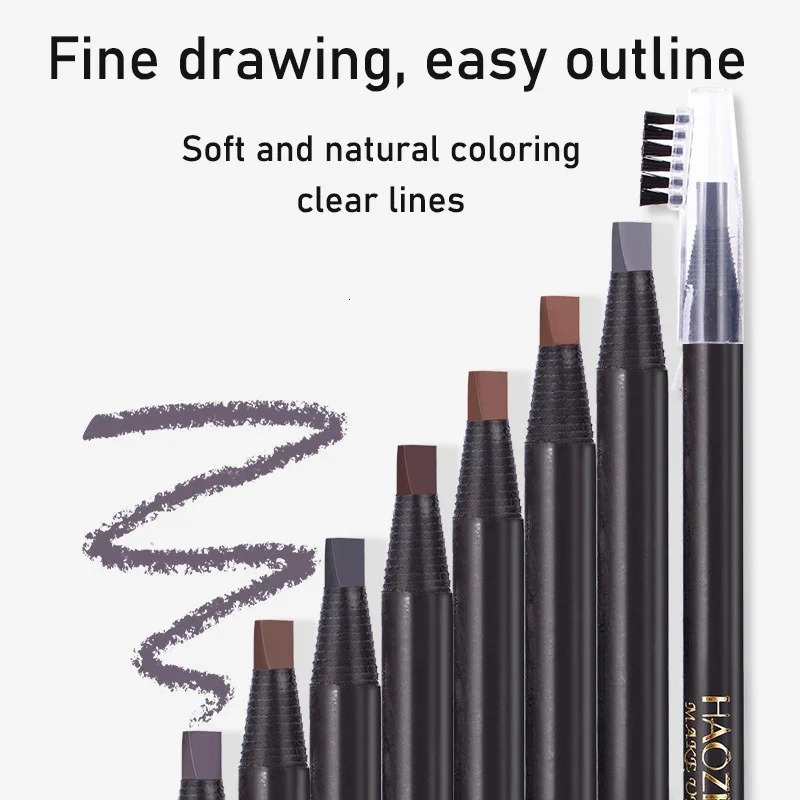 HAOZHUANG Waterproof Long Lasting Eyebrow Pencils with Soft Brush Eyebrows Makeup Tool Permanent Makeup Tattoo Accessories 250515