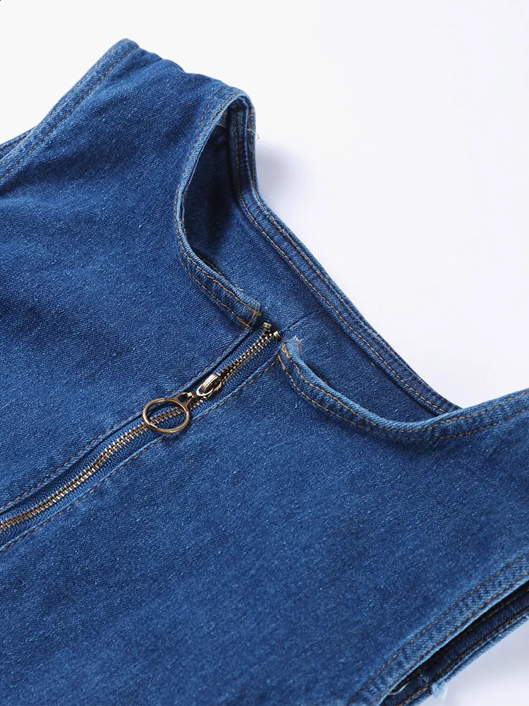 Heart Hollow Out Women Jumpsuit Backless Sleeveless Solid Denim Lady Jumpsuits 2025 Sexy Zipper Solid Slim Female Playsuit 250519