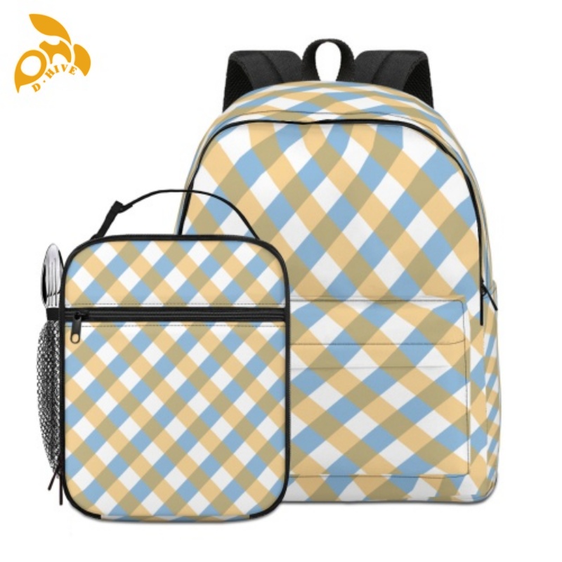 Free delivery. designers customize lightweight and high-quality full-print white and black schoolbags in beige.