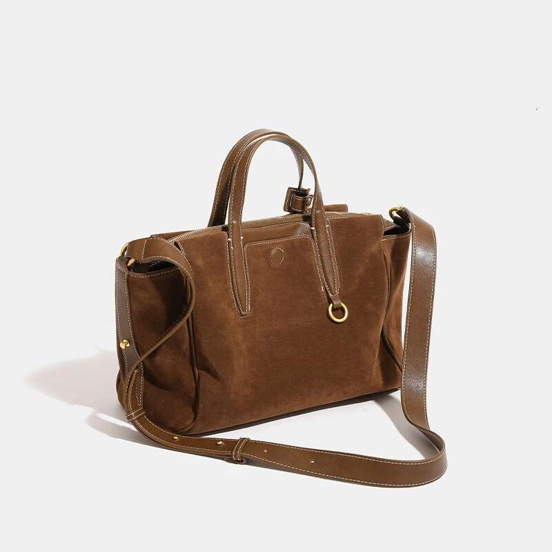 Brand Shoulder Travel Suede Tote Large Capacity Hand-Held Boston Commuter Bag For Women