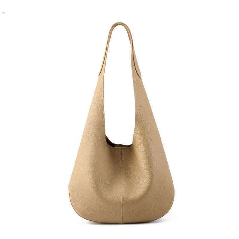 New High Quality First Layer Cowhide Large Capacity Bucket Shoulder Bag