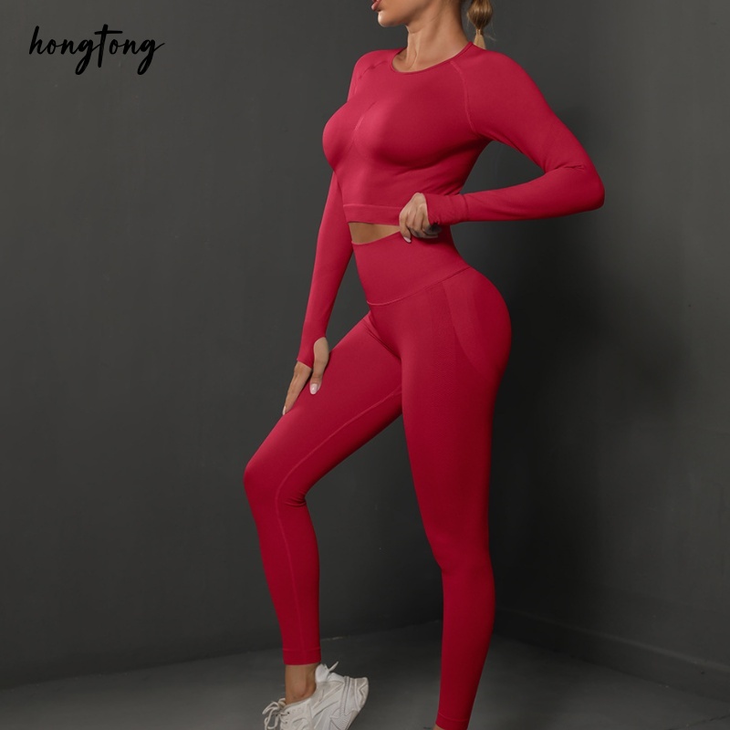 Yoga set gym set pilates women long sleeve pants two piece setskinny quick dry breathable moisture wicking outdoor running workout clothes size s-l