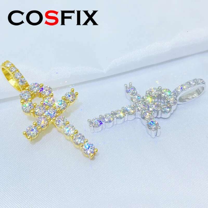 Moissanite Pendant For Women D Color Cross Men Moissanite Pendant 925 Silver Luxury Yellow Rose Mens Moissanite Necklace