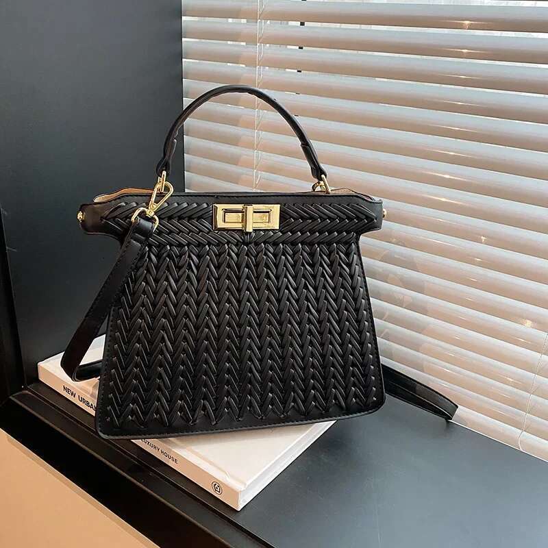 2025 Women's Woven Tote Spacious Designer Handbag for Commute Trendy Crossbody Shoulder Bag & Stylish Work Accessory