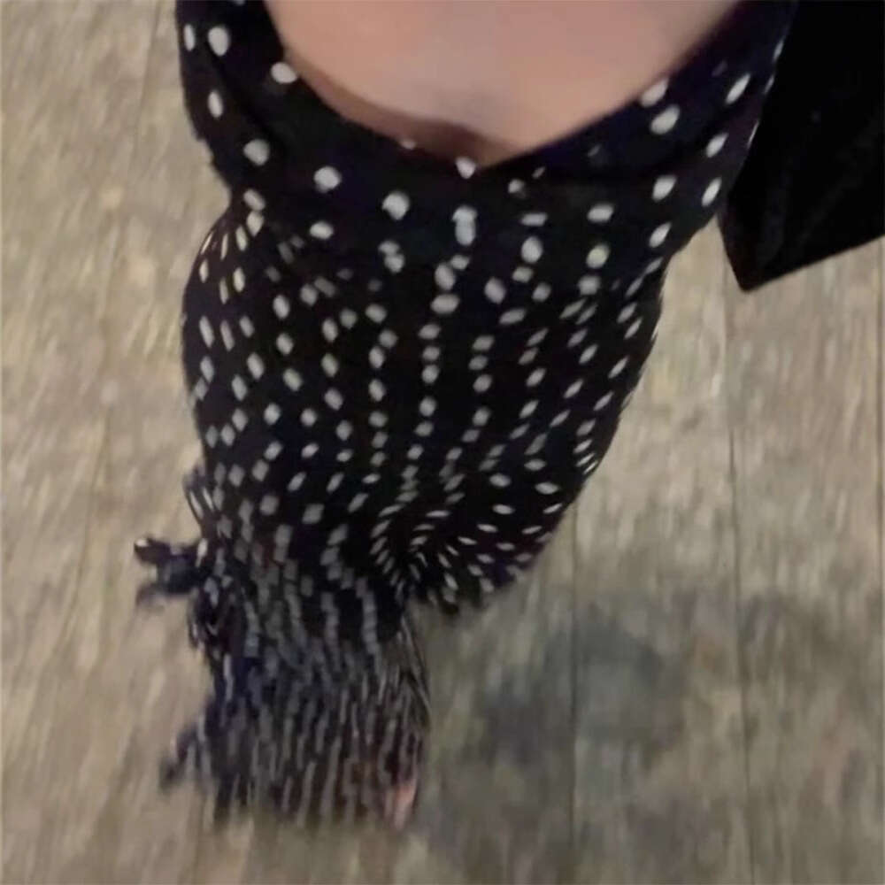 Elegant sophisticated sleeveless polka dot scarf collar with ruffled edge suspender dress for women in Europe and America 2025 new casual fashion tren