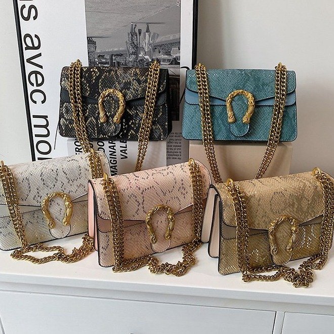 Free Shipping Designer Bag Vintage Snake-Print Crossbody Bag - Trendy Summer Underarm Shoulder Bag for Women, Versatile Chain Strap Purse 2025