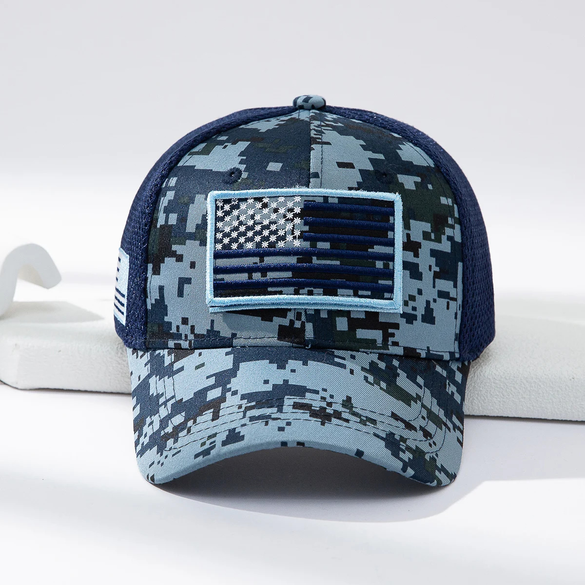 Cross-border fashion patch American flag camouflage mesh baseball cap outdoor versatile sunshade baseball cap 250519