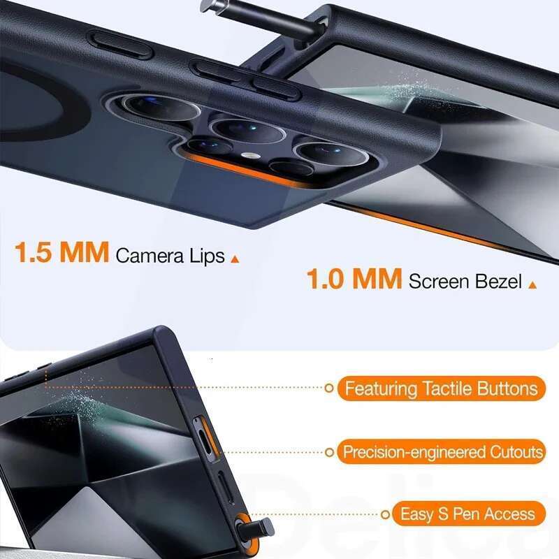 UYUXIO Magnetic Mobile Phone Case Kickstand for Samsung Galaxy S25 S24 S23 Ultra FE S22 Plus Cover Stand Cases with Holder