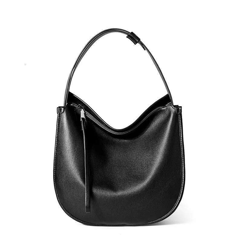 Lazy style 2025 minimalist and comfortable soft leather tote bag, cowhide commuting large capacity single shoulder crossbody bag