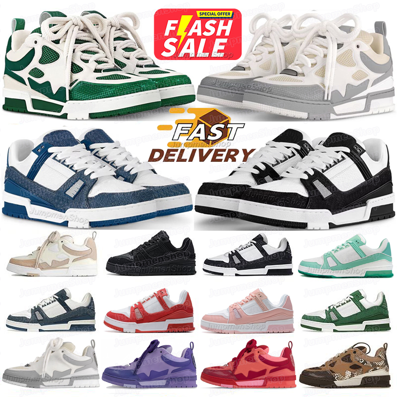 Designer Shoes Skate Trainer Sneakers Luxury Women Men Calfskin Virgil Multicolor Overlays Flat Trainers White Black Pink Lovers Platform Skateboard Mens Shoes