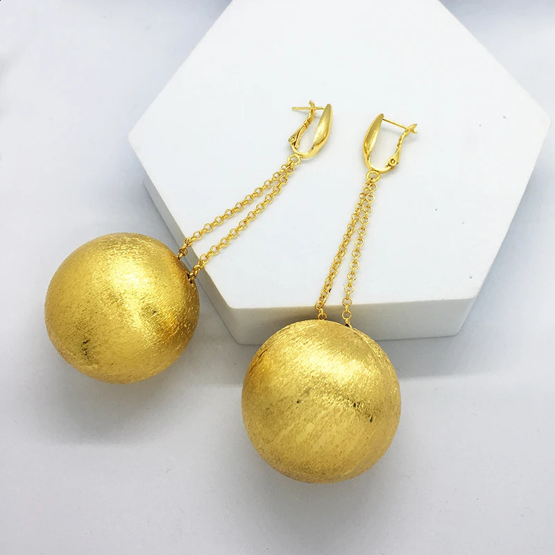 Dangle Drop Earrings African Long Chain Big Bead Hanging Teardrop Women Nightclub Party Jewelry 24K Gold Plated Anniversary Gift 250519