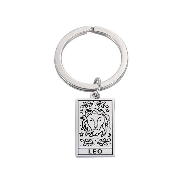 Hot selling twelve zodiac keychains, personalized stainless steel tags, keychains, bags, pendants, small gift accessories