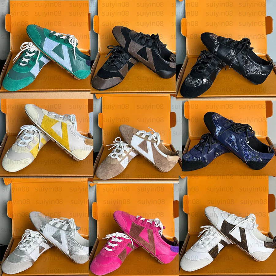 Designer shoes Mens womens Sneakerina womens mens new German training shoes Ladies lace up sneakers Ladies low cut shoes Technical satin Monogram canvas 35-45 9a