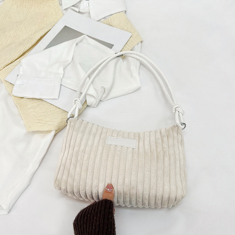 Free Delivery Designer Bag Winter Fashion Commuter 2025 Large Capacity Simple Corduroy Hairy Single Shoulder Underarm Bag For Women Luxury Bag