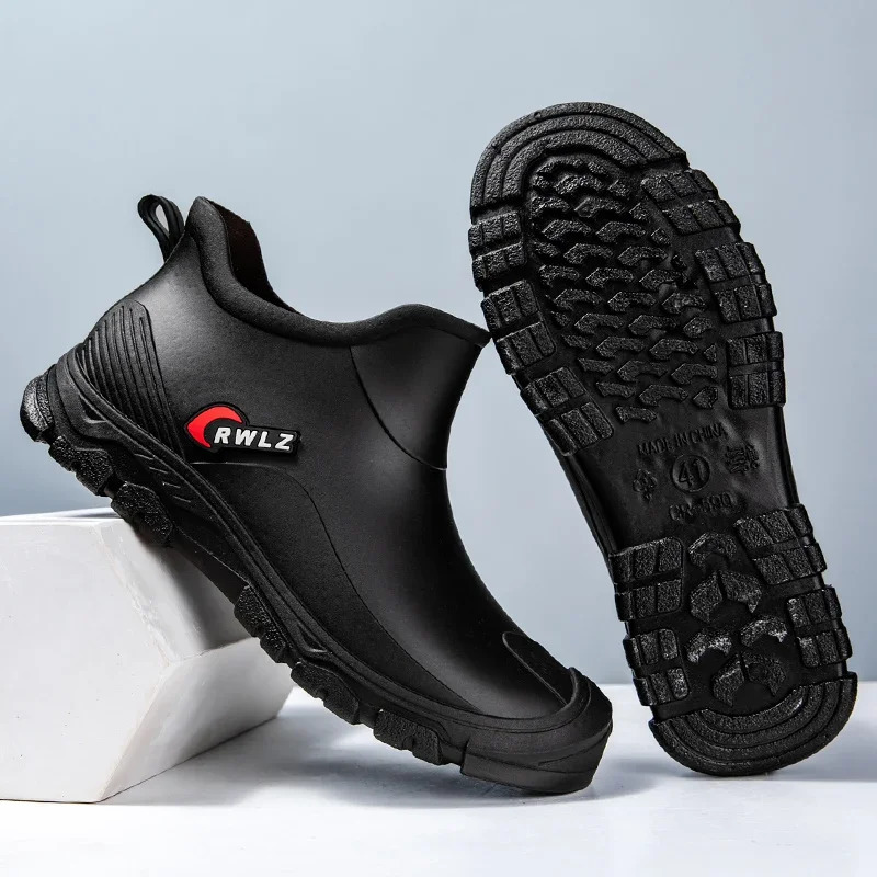 Rain Boots for Men Fashionable All-season Non-slip Waterproof Rubber Shoes for Fishing Work Car Wash Wear-resistant Water Boots 250515