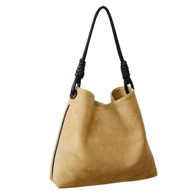 2024 New Version Of Instagram Retro Suede Contrasting Color Single Shoulder Bucket Bag Large Capacity Portable Totes