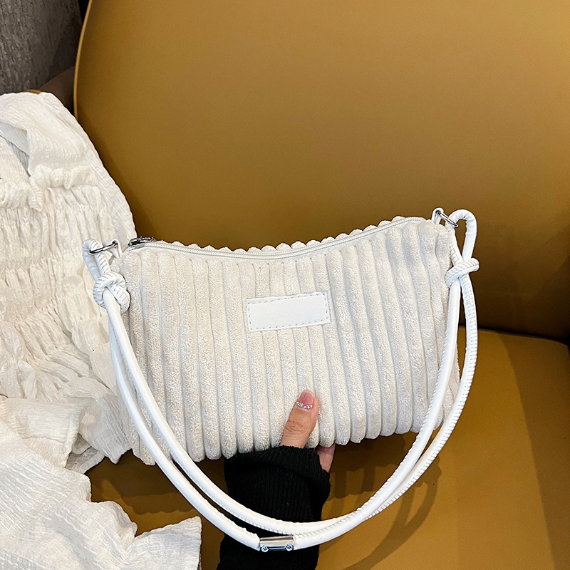 Free Delivery Designer Bag Winter Fashion Commuter 2025 Large Capacity Simple Corduroy Hairy Single Shoulder Underarm Bag For Women Luxury Bag