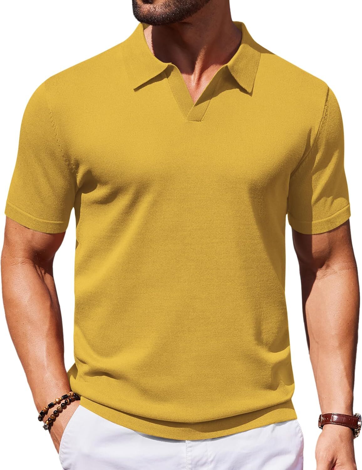 Mens Polo shirt Mens Shirts V Neck Short Sleeve Stretch Polo T Shirt Casual Golf Shirts Polos shirts tshirt Casual tops summer clothes