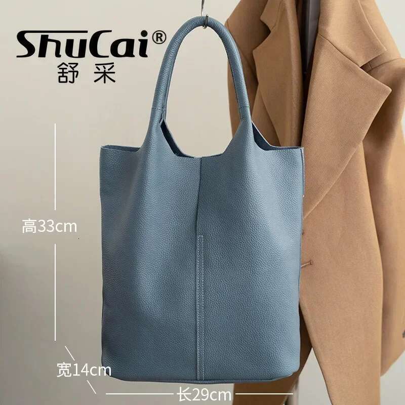 High Quality Designer Bags Genuine Commuter Niche Simple Ladies Soft Leather Tote Shoulder Handbag Large Capacity Bucket Bag Luxury Bag