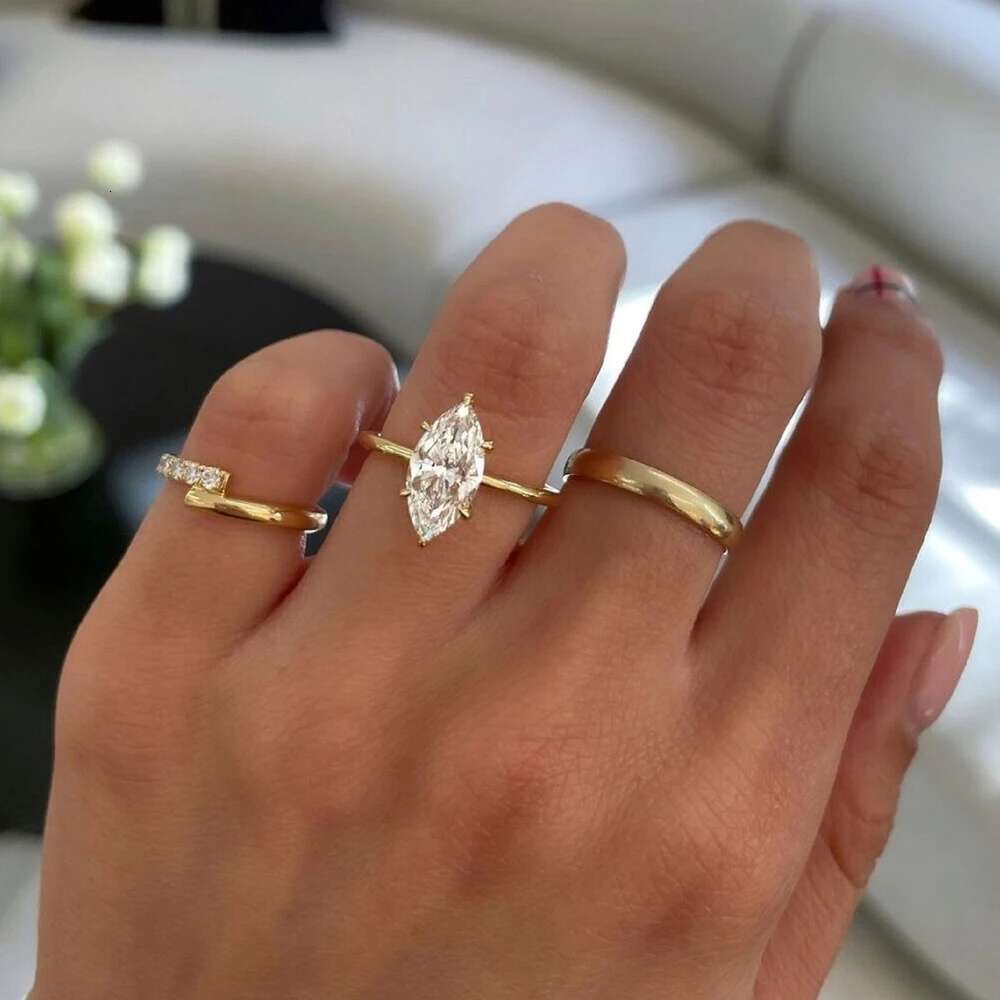 1CT 2CT Marquise Cut Solitaire Moissanite Engagement Ring For Women 925 Sterling Silver 6 Prong Wedding Band With GRA Certified
