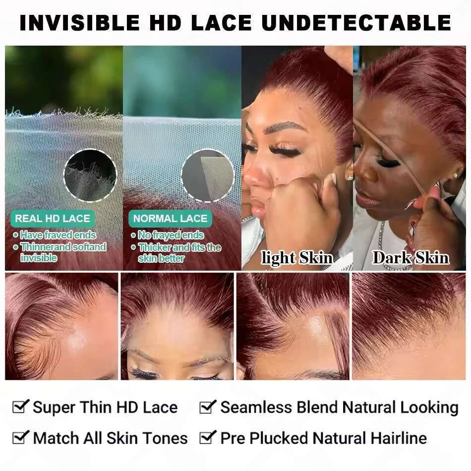 Mossily 250 Density Reddish Brown Body 13x4 HD Human Hair Wig Water Wave Pre Plucked 13x6 Lace Frontal Wigs