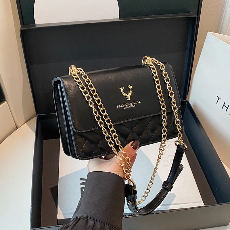 High quality brand hot selling high-end diamond grid embroidery thread 2025 new model single shoulder women's light luxury chain small square bag