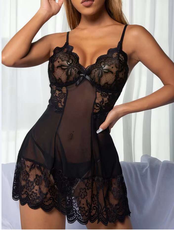 Lingerie Sexy Lace Perspective Ladies Seductive Uniform Skirt Set Wholesale