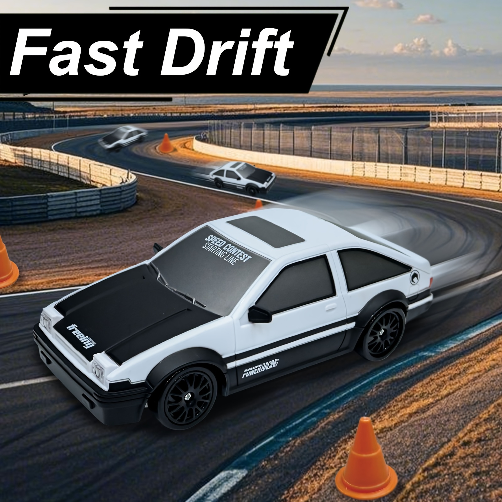 Free shipping Remote 2.4GHz 1:24 scale 4WD high-speed model with LED lights drift tires, mini fast remote control toy car for adults, boys, girls and 