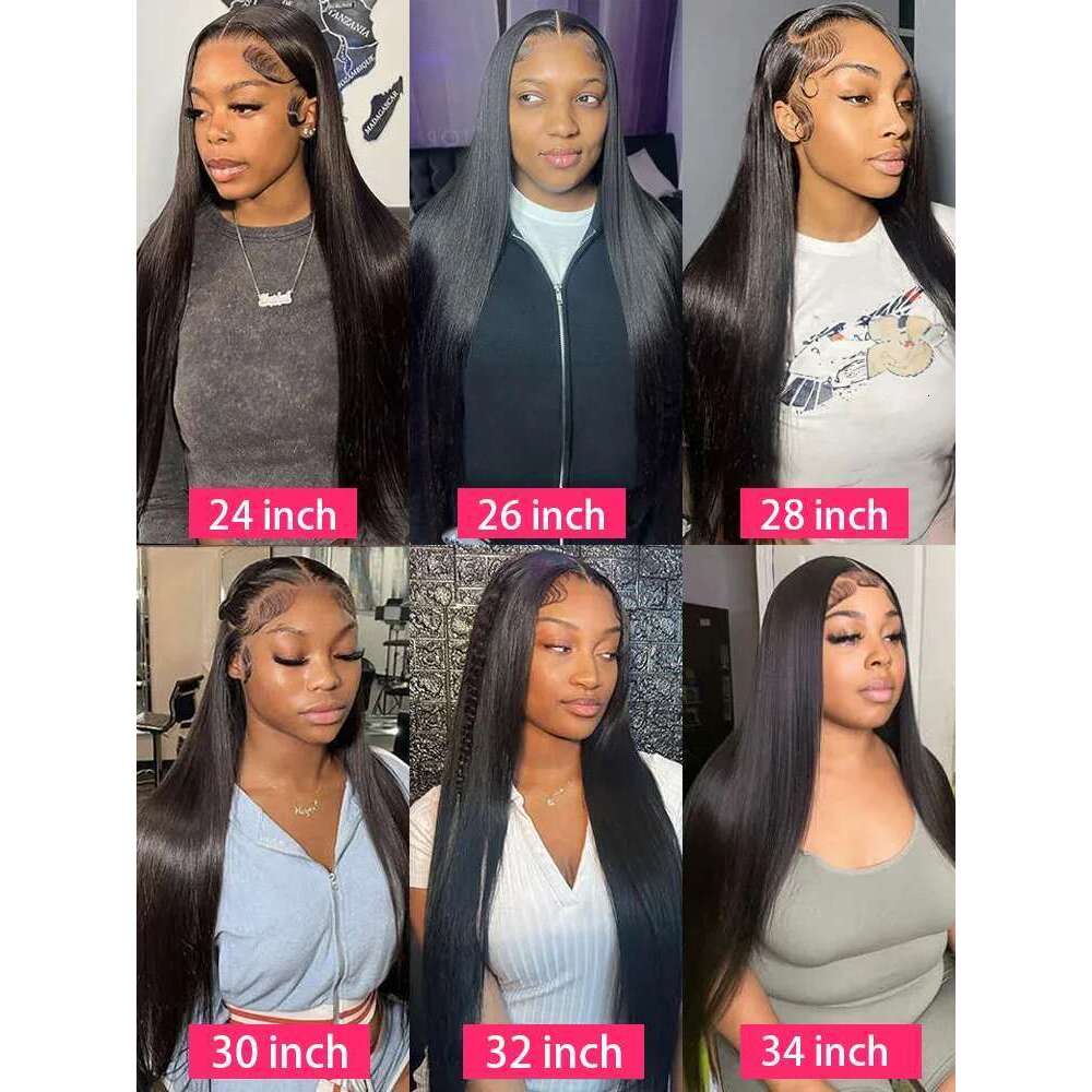 Sophianna Straight 200 Density 13X4 HD human hair 13x6 Lace Front Human Hair Wig 40 Inch Natural Black For Women