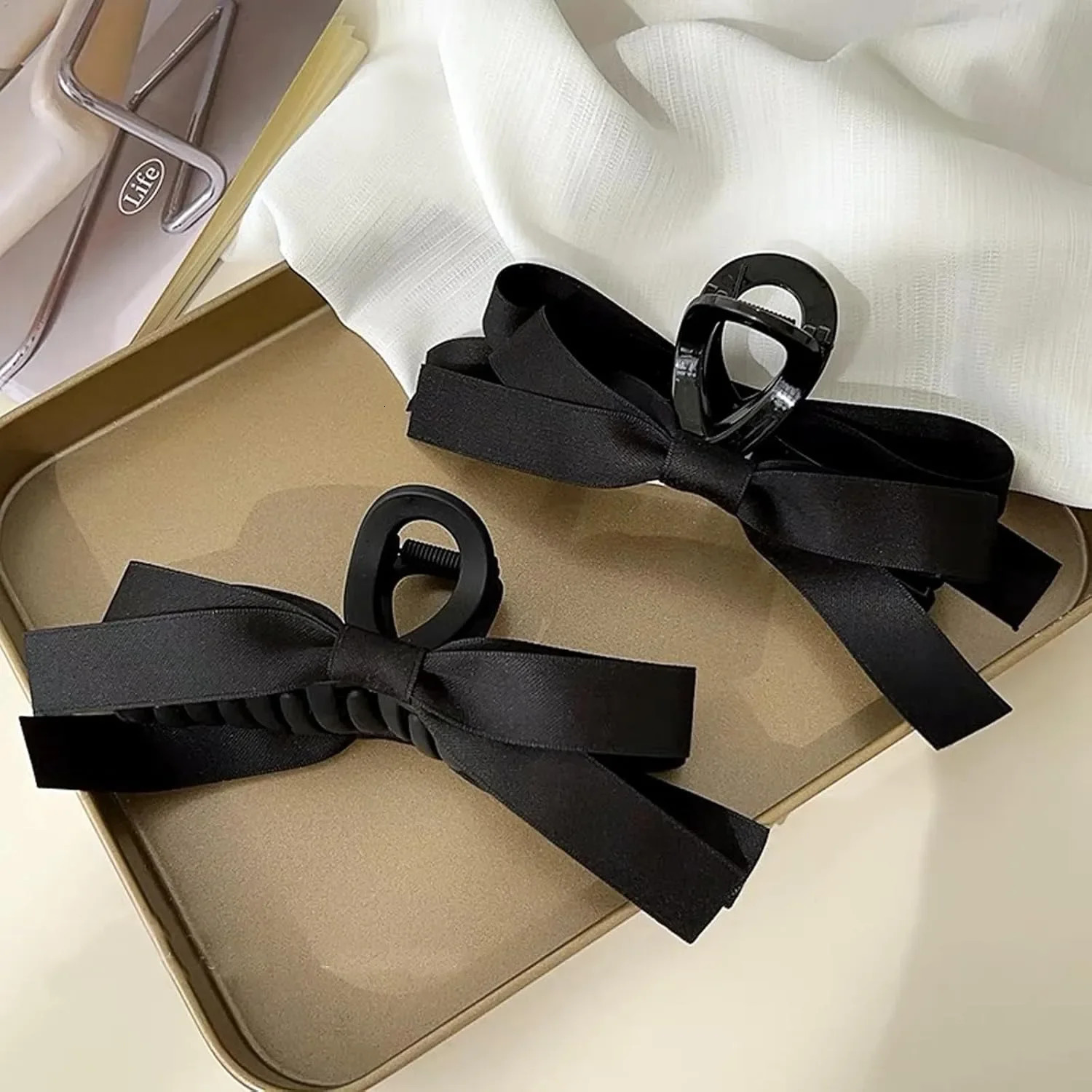 Bow Hair Clips for WomenBig Silky Satin Hair Claw ClipLarge Hair Barrettes French Soft Ribbon Barrettes Bow-knot 250517