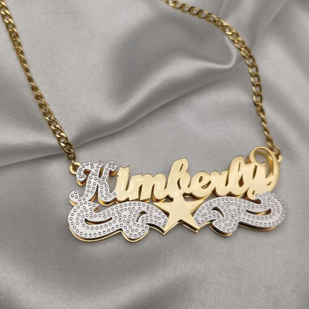 Autumn Cold Double Color Star Name Necklace Hiphop Pendant Jewelry Gift