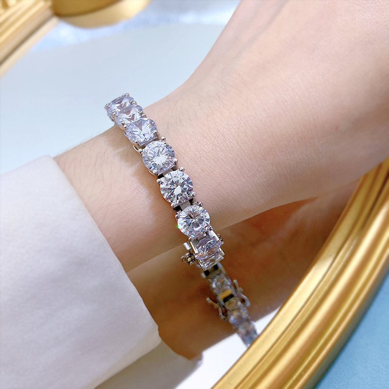 New 925 Sterling Silver High Carbon Diamond 8.0mm Luxury Bracelet for Men and Women, Perfect for Cross-Border Fashion Jewelry