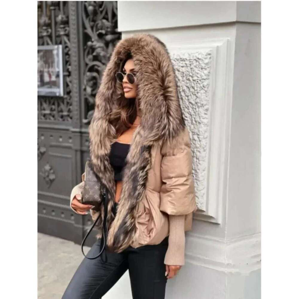 2024 Winter Puffer Jacket Women Real Fox Fur Collar Hooded Natural Thick Warm Loose Oversize Duck Down Coat Streetwear Outerwear