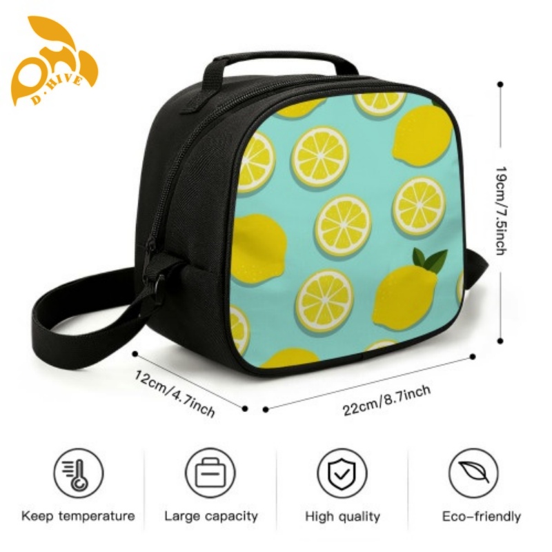 Free delivery. Custom-made round, beige, white and black semi-long, lightweight, simple and portable meal bags by designers