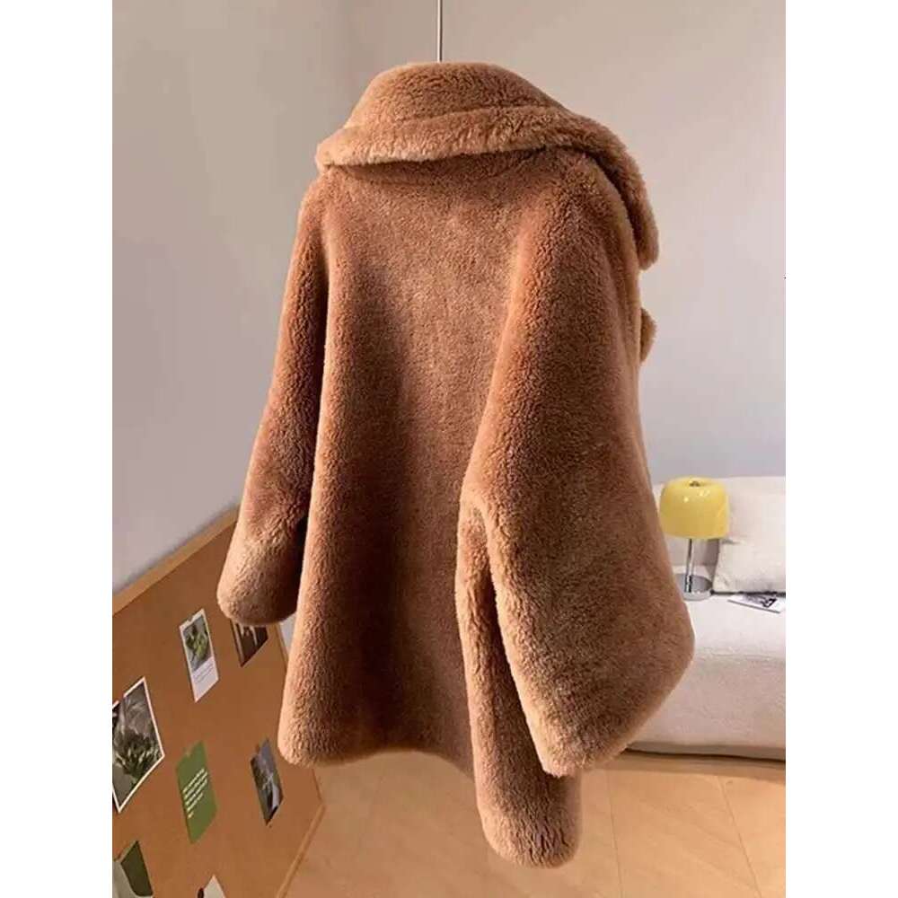 LANMREM Short Lamb Wool Coat For Women Lapel Collar Loose Sleeves Solid Color Female Warm Clothing 2024 Winter 2DA8020