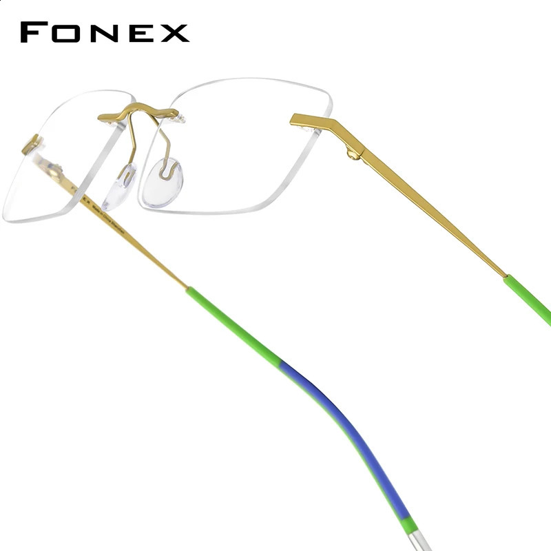 FONEX Glasses Frame Men n Rimless Square Eyeglasse Frameless UltralightWeight Japanese Eyewear 85900 250515