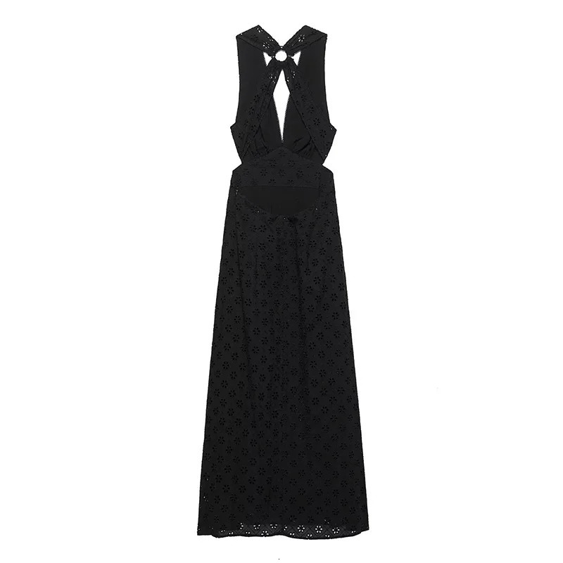 Willshela Women Fashion Black y Backless Side Zipper Midi Dress Vintage VNeck Sleeveless Female Chic Lady Dresses 250520
