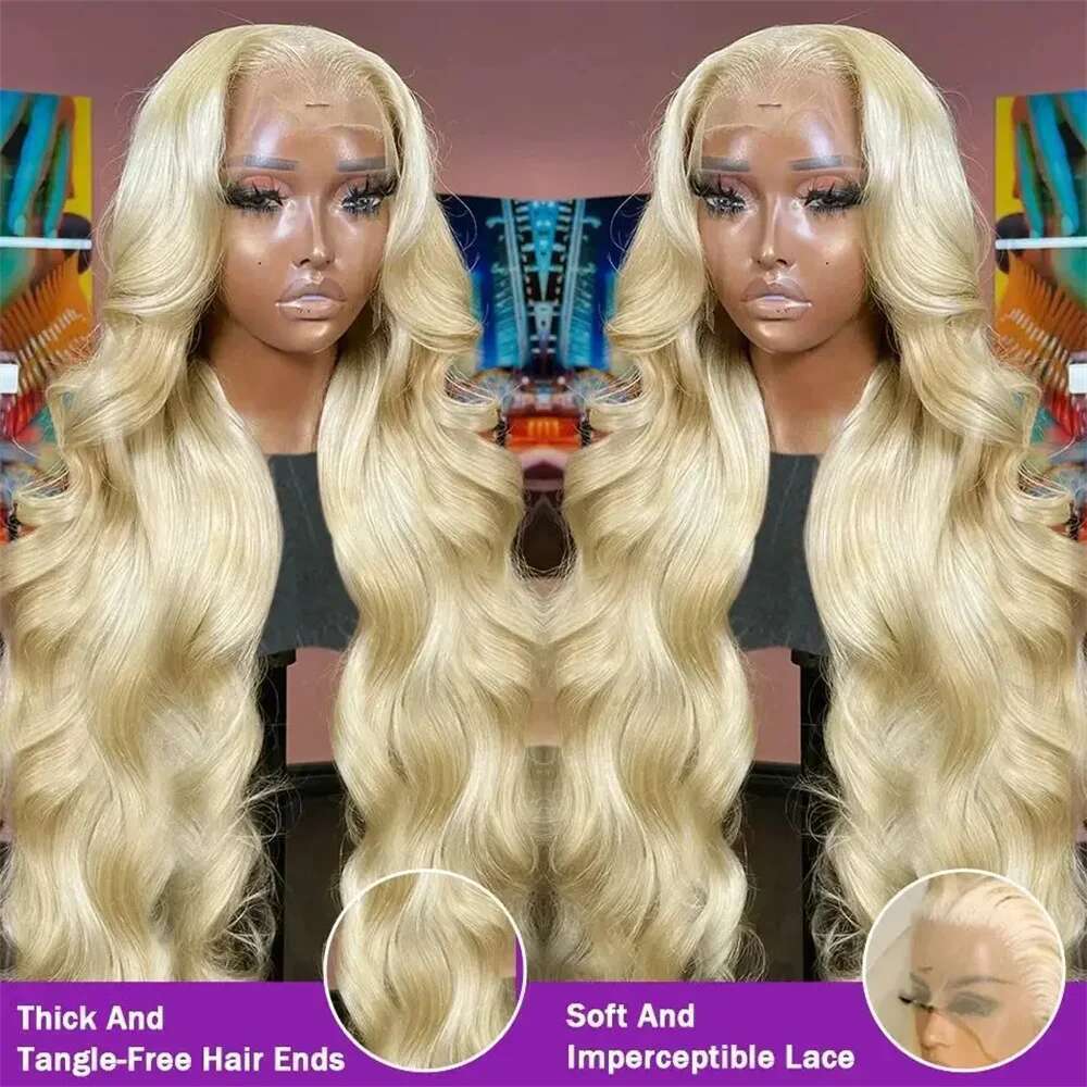 Finros Body Wave 13x6 HD Transparent 613 Frontal Human Hair Honey Blonde Color Brazilian 13x4 Lace Front Wig for Women