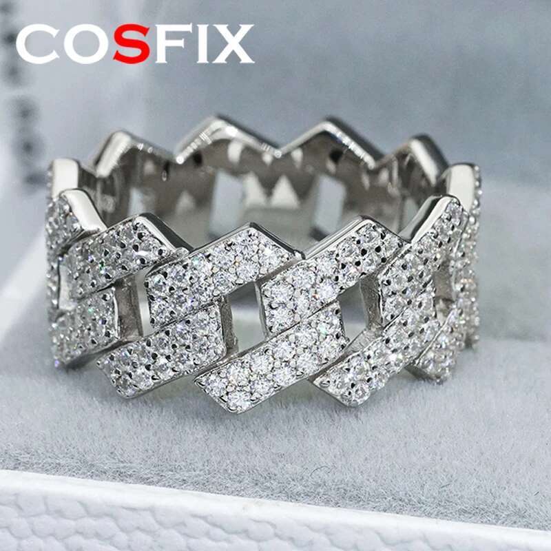 D Color Men Moissanite Ring s925 Silver 1.3mm Moissanite Ring for Women Luxury Mens Womens Full Moissanite Hiphop Rings 2023