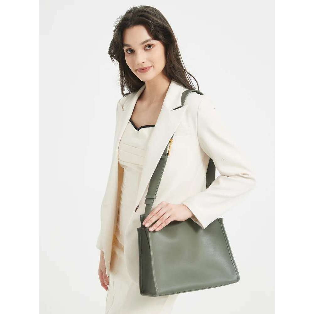 Zency Women's Messenger Soft Genuine Leather Crossbody Bag Satchel Large Capacity Pockets Designer Dark Green Handbag
